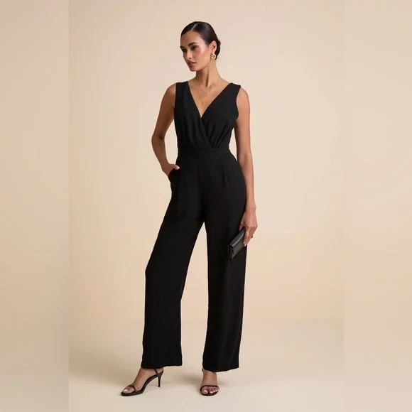 Dark Feminine Lace Wide Leg Evening Jumpsuit Chic - Picture 8 of 8
